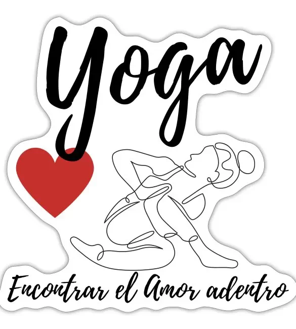 Pegatina de 9.88 x 10cm. – «Yoga Encontrar»