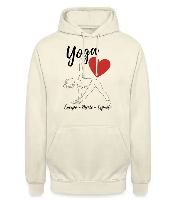 Sudadera capucha unisex – «Yoga Corazón»